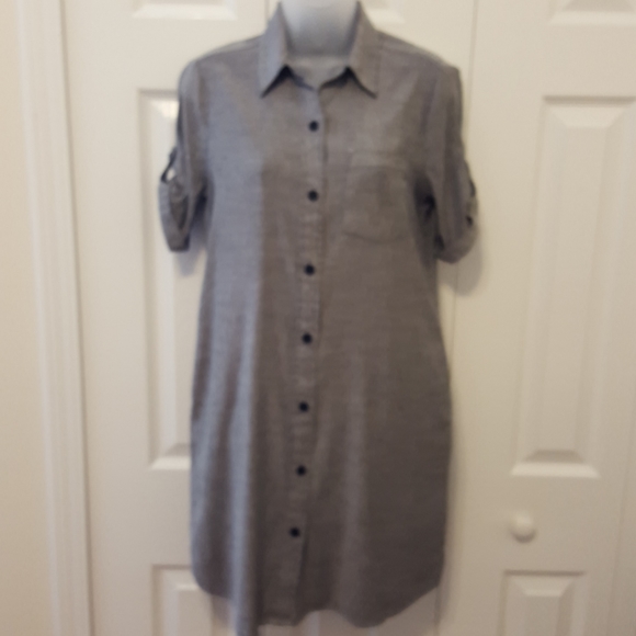 tahari linen shirt dress